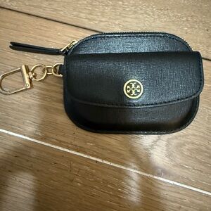 Tory Burch Black and Gold Key & Card Holder